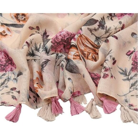 Floral Bohemian Scarf for Women Lightweight Floral Printed Scarf Festival - Picture 4 of 6